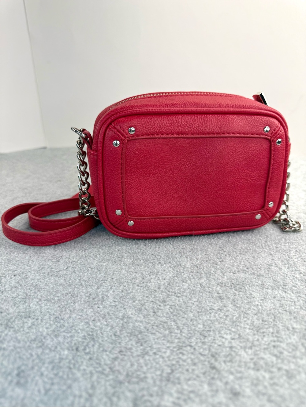 Express Mini Red Faux Leather Crossbody Bag Chain Strap Shoulder Purse